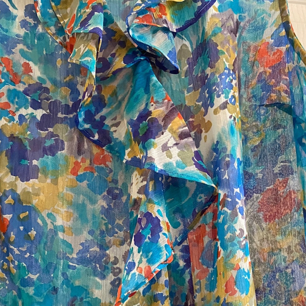 Womyn Multicolor Floral Ruffle Blouse - Picture 3 of 5